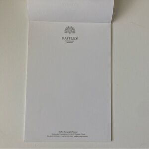 Raffles Luxury Hotel Notepad Stationery White Note Pad New